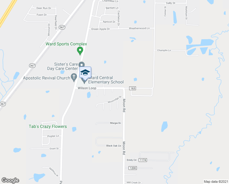 map of restaurants, bars, coffee shops, grocery stores, and more near 33 Crosswind Cove in Ward