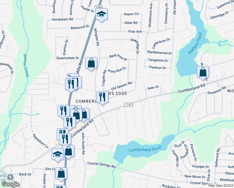 map of restaurants, bars, coffee shops, grocery stores, and more near 4830 Old Field Road in Fayetteville