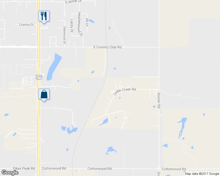 map of restaurants, bars, coffee shops, grocery stores, and more near 2630 County Street 2846 in Chickasha