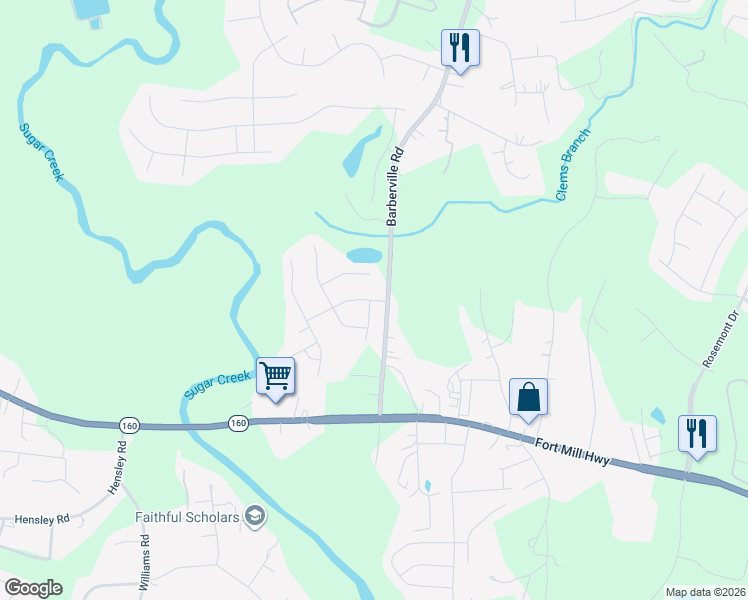 map of restaurants, bars, coffee shops, grocery stores, and more near 2018 Oliver Terrace in Indian Land