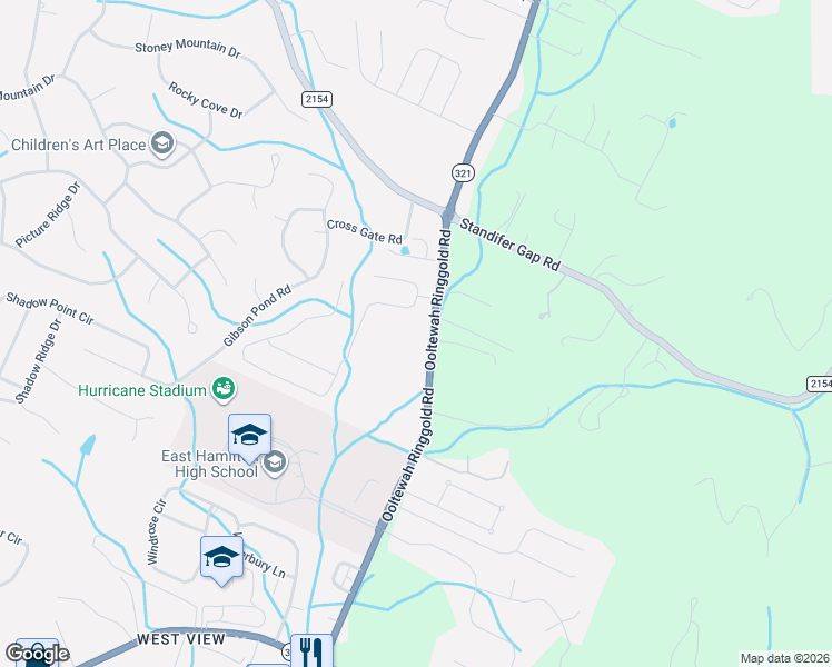 map of restaurants, bars, coffee shops, grocery stores, and more near 2201 Ooltewah Ringgold Road in Ooltewah