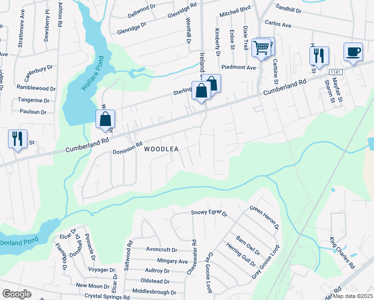 map of restaurants, bars, coffee shops, grocery stores, and more near 2623 Pine Springs Drive in Fayetteville