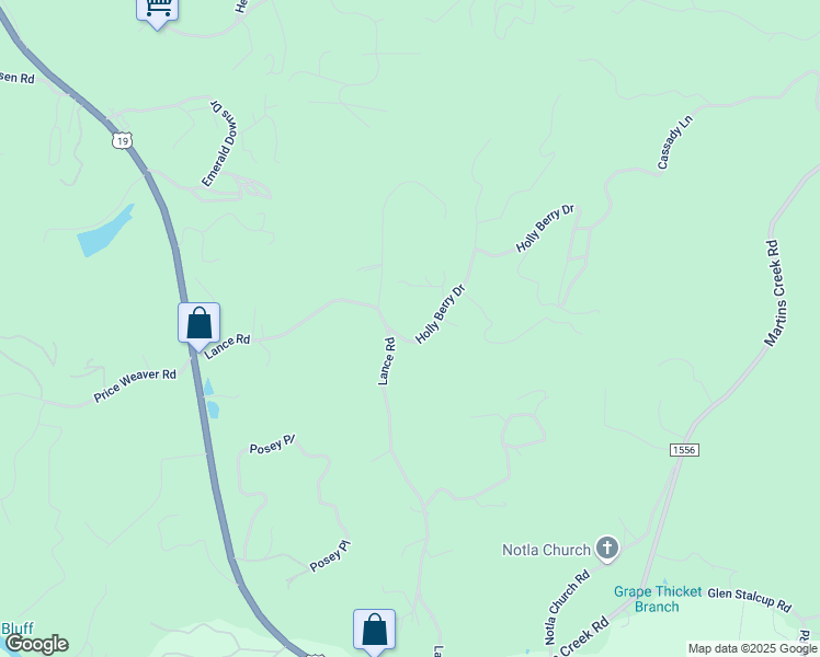 map of restaurants, bars, coffee shops, grocery stores, and more near 19 Holly Berry Drive in Murphy