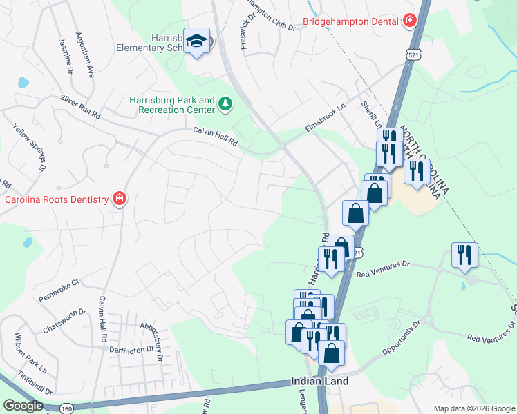 map of restaurants, bars, coffee shops, grocery stores, and more near 6106 Artigas Drive in Indian Land
