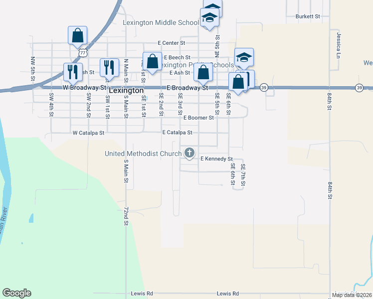 map of restaurants, bars, coffee shops, grocery stores, and more near 410 East Kennedy Street in Lexington
