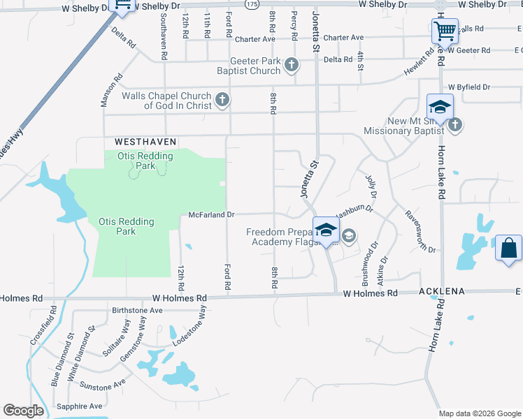 map of restaurants, bars, coffee shops, grocery stores, and more near 5085 8th Road in Memphis