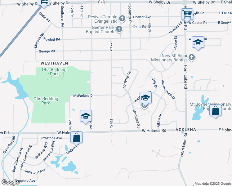 map of restaurants, bars, coffee shops, grocery stores, and more near 415 McFarland Drive in Memphis