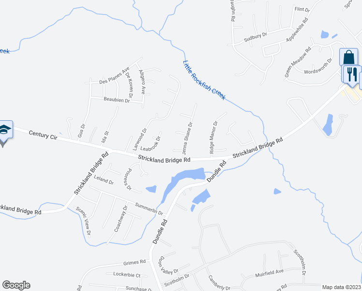 map of restaurants, bars, coffee shops, grocery stores, and more near 2290 Jenna Shane Drive in Fayetteville