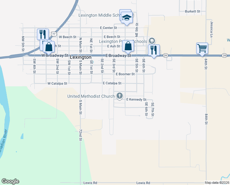 map of restaurants, bars, coffee shops, grocery stores, and more near 410 East Kennedy Street in Lexington