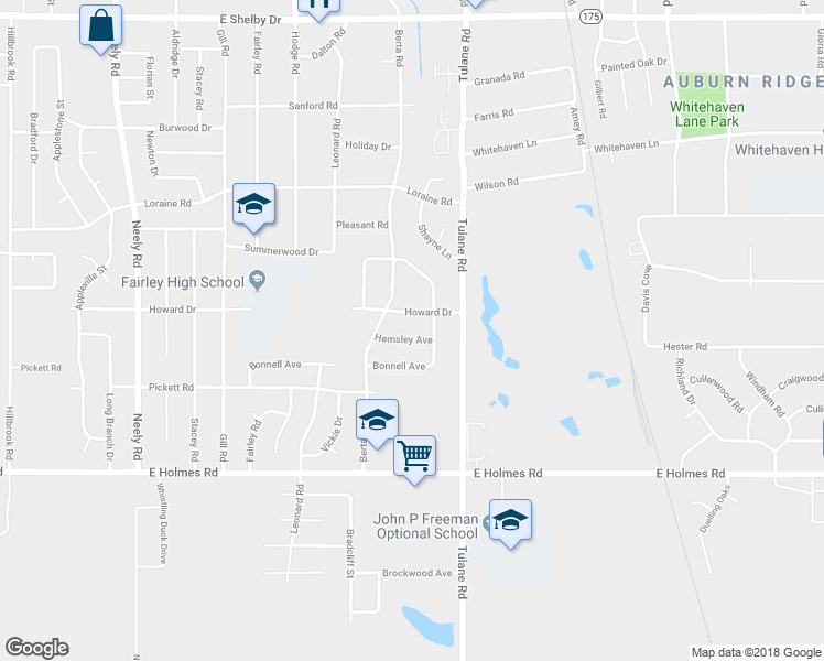 map of restaurants, bars, coffee shops, grocery stores, and more near 566 Howard Drive in Memphis