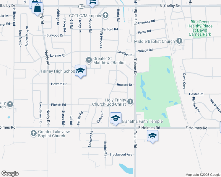 map of restaurants, bars, coffee shops, grocery stores, and more near 5035 Berta Road in Memphis