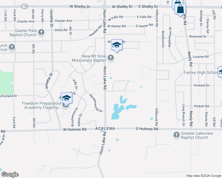 map of restaurants, bars, coffee shops, grocery stores, and more near 100 West Van Huesen Drive in Memphis