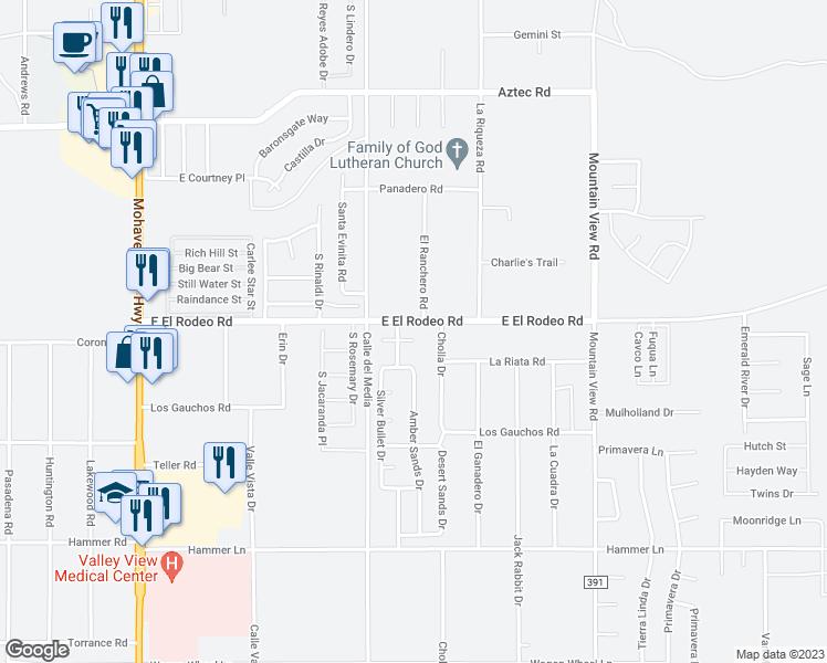 map of restaurants, bars, coffee shops, grocery stores, and more near 5012 Silver Bay in Fort Mohave