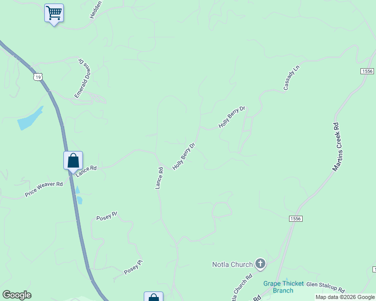 map of restaurants, bars, coffee shops, grocery stores, and more near 72 Honeycone Lane in Murphy