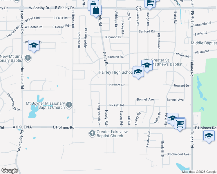map of restaurants, bars, coffee shops, grocery stores, and more near 5024 Neely Road in Memphis