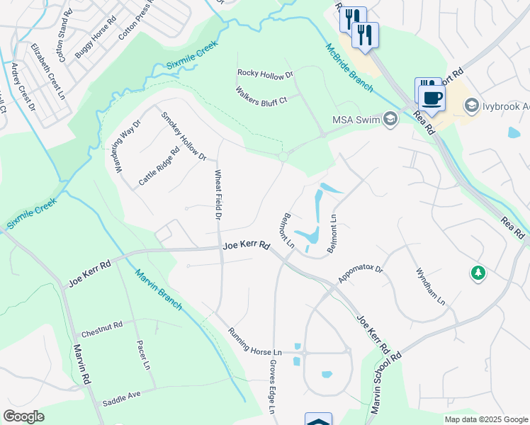 map of restaurants, bars, coffee shops, grocery stores, and more near 328 Kindling Wood Lane in Waxhaw