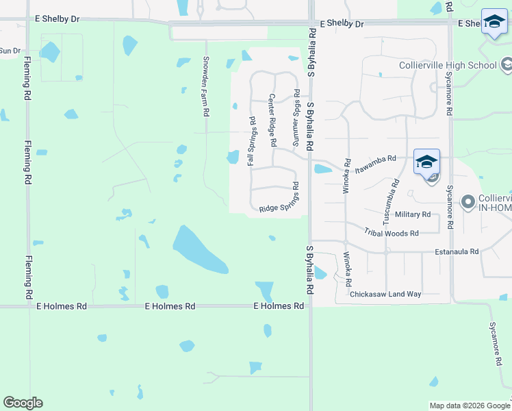 map of restaurants, bars, coffee shops, grocery stores, and more near 664 Ridge Springs Rd in Collierville