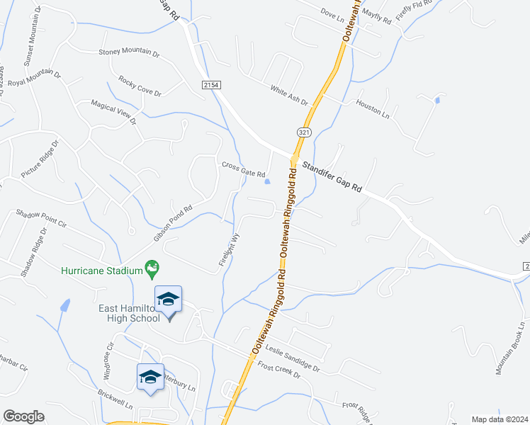 map of restaurants, bars, coffee shops, grocery stores, and more near 2201 Ooltewah Ringgold Road in Ooltewah