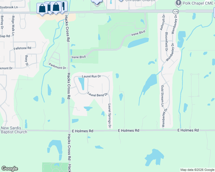 map of restaurants, bars, coffee shops, grocery stores, and more near 4999 Laurel Forest Cove in Memphis