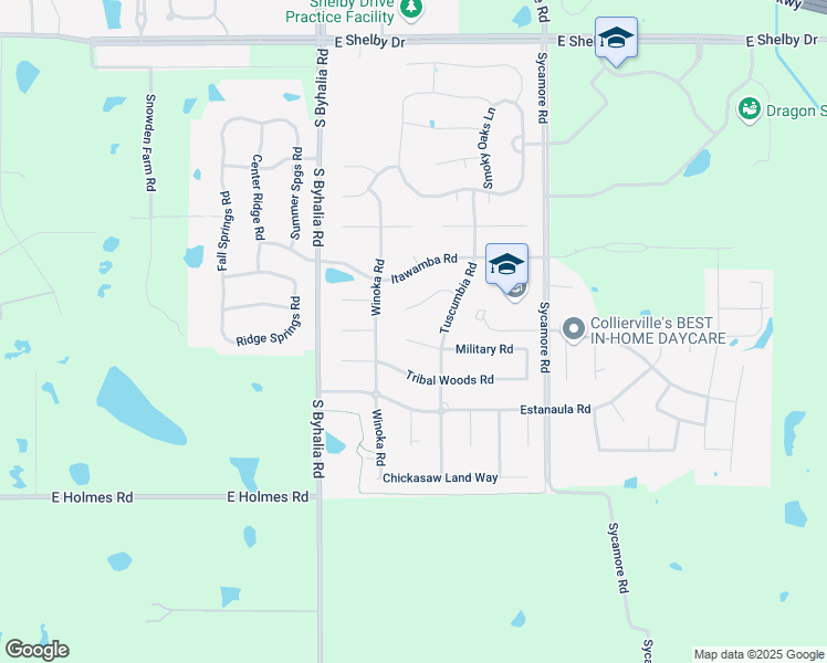 map of restaurants, bars, coffee shops, grocery stores, and more near 474 Military Cove in Collierville