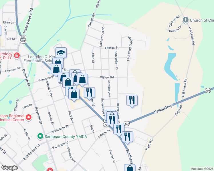 map of restaurants, bars, coffee shops, grocery stores, and more near 315 Carolina Avenue in Clinton