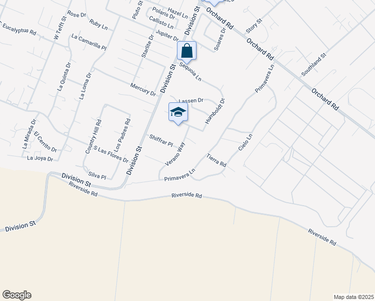 map of restaurants, bars, coffee shops, grocery stores, and more near 1475 Verano Way in Nipomo