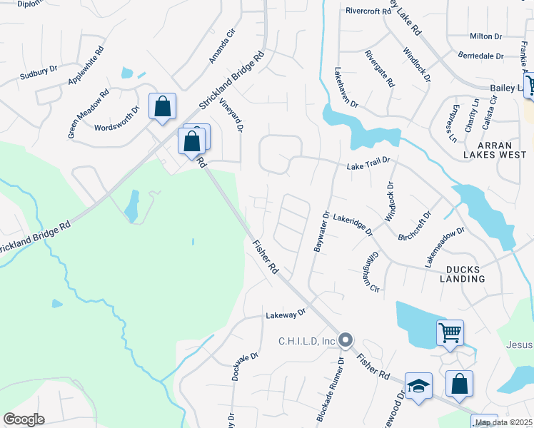 map of restaurants, bars, coffee shops, grocery stores, and more near 2617 Gardner Park Drive in Fayetteville