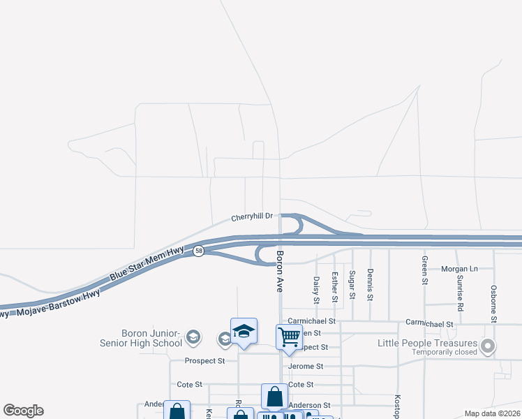 map of restaurants, bars, coffee shops, grocery stores, and more near in Boron