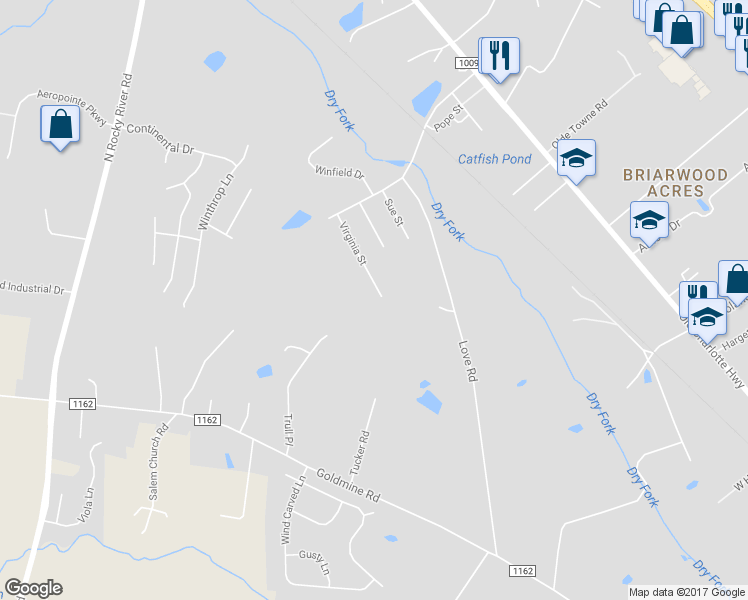 map of restaurants, bars, coffee shops, grocery stores, and more near 1701 Virginia Street in Monroe