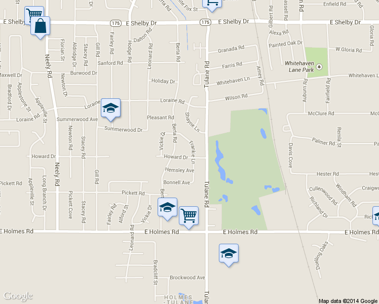 map of restaurants, bars, coffee shops, grocery stores, and more near 566 Howard Drive in Memphis