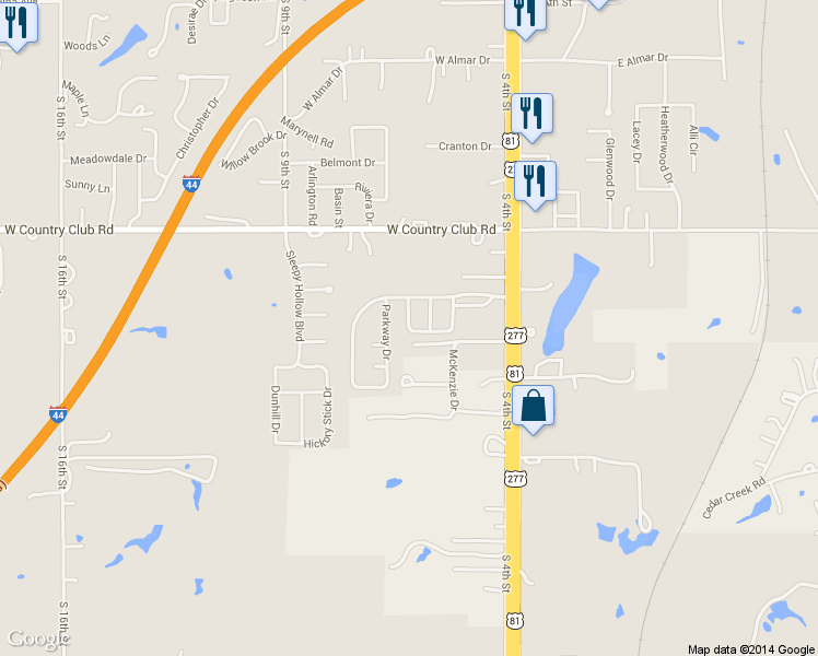 map of restaurants, bars, coffee shops, grocery stores, and more near 186 Parkway Drive in Chickasha