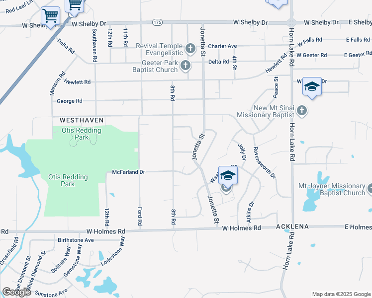 map of restaurants, bars, coffee shops, grocery stores, and more near 396 Maggie Drive in Memphis
