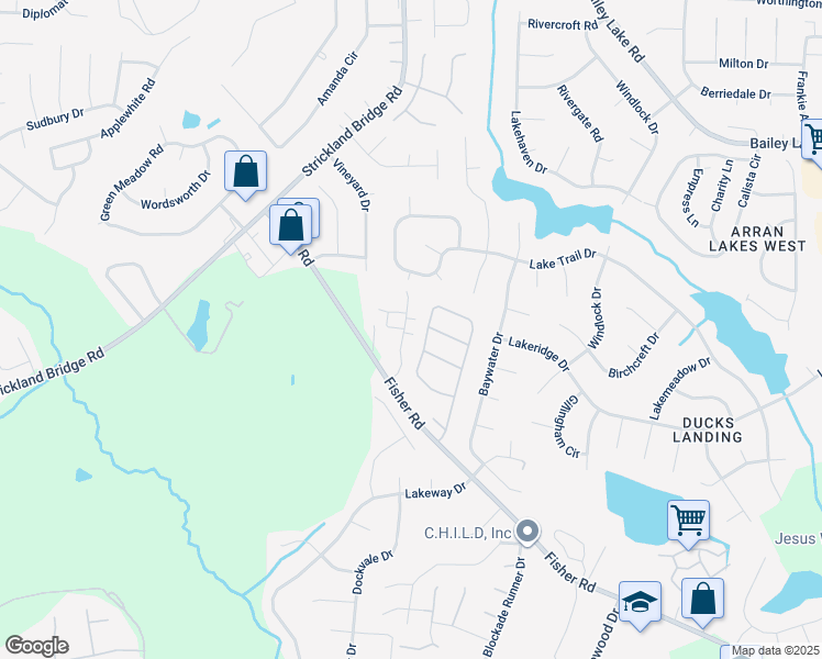 map of restaurants, bars, coffee shops, grocery stores, and more near 2605 Gardner Park Drive in Fayetteville