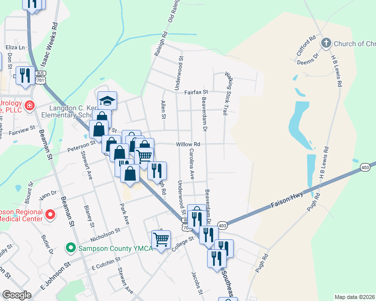 map of restaurants, bars, coffee shops, grocery stores, and more near 315 Carolina Avenue in Clinton