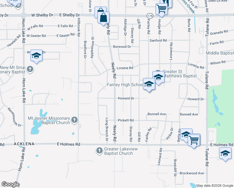 map of restaurants, bars, coffee shops, grocery stores, and more near 5024 Neely Road in Memphis