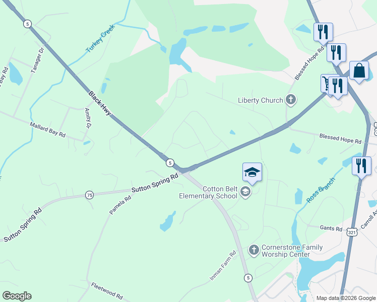 map of restaurants, bars, coffee shops, grocery stores, and more near 1330 Alexander Love Highway in York