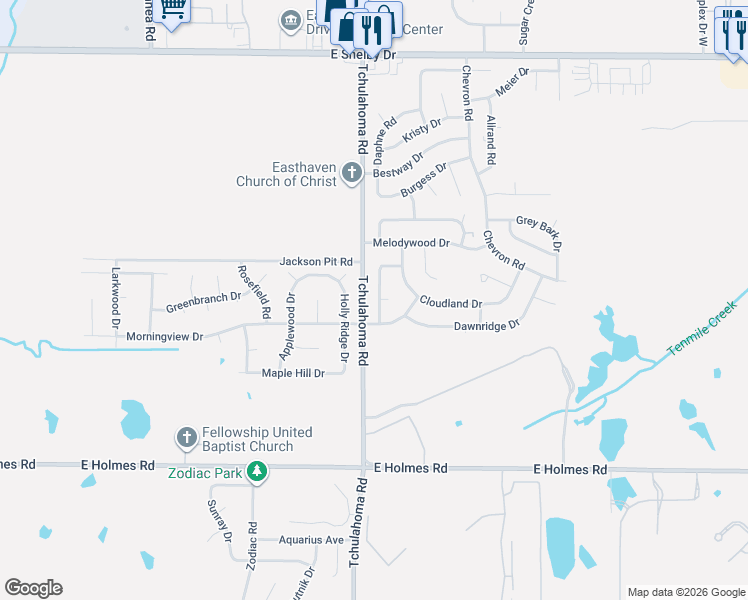 map of restaurants, bars, coffee shops, grocery stores, and more near 5020 Tradewind Terrace in Memphis