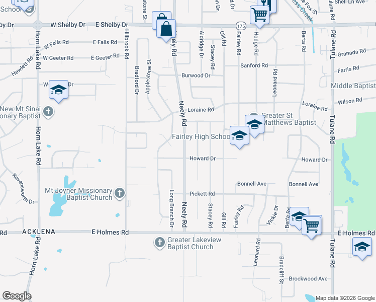 map of restaurants, bars, coffee shops, grocery stores, and more near 5024 Neely Road in Memphis