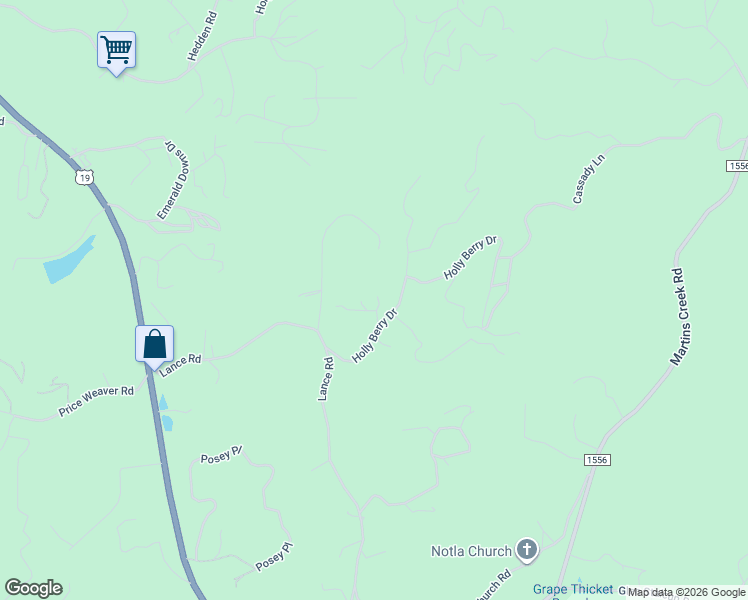 map of restaurants, bars, coffee shops, grocery stores, and more near 72 Honeycone Lane in Murphy