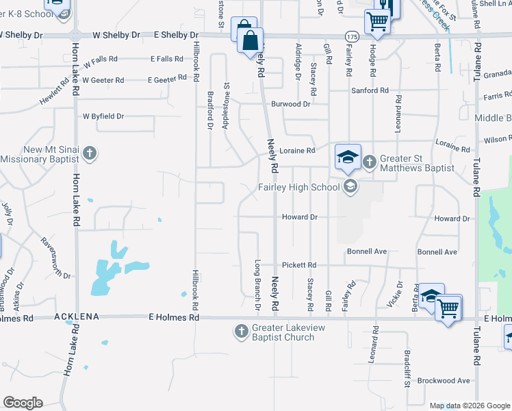 map of restaurants, bars, coffee shops, grocery stores, and more near 209 Howard Drive in Memphis