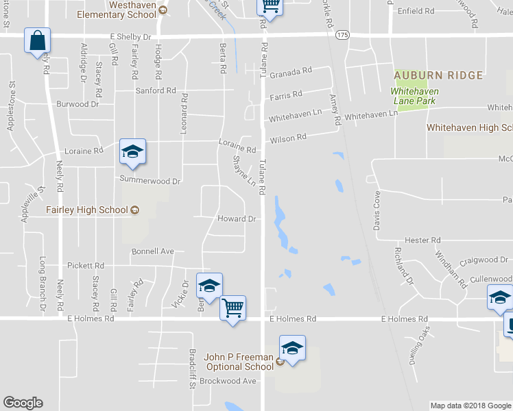 map of restaurants, bars, coffee shops, grocery stores, and more near 4993 Tulane Road in Memphis