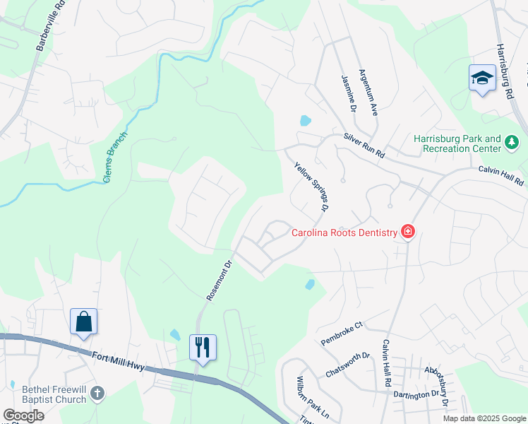 map of restaurants, bars, coffee shops, grocery stores, and more near 1487 Rosemont Drive in Indian Land