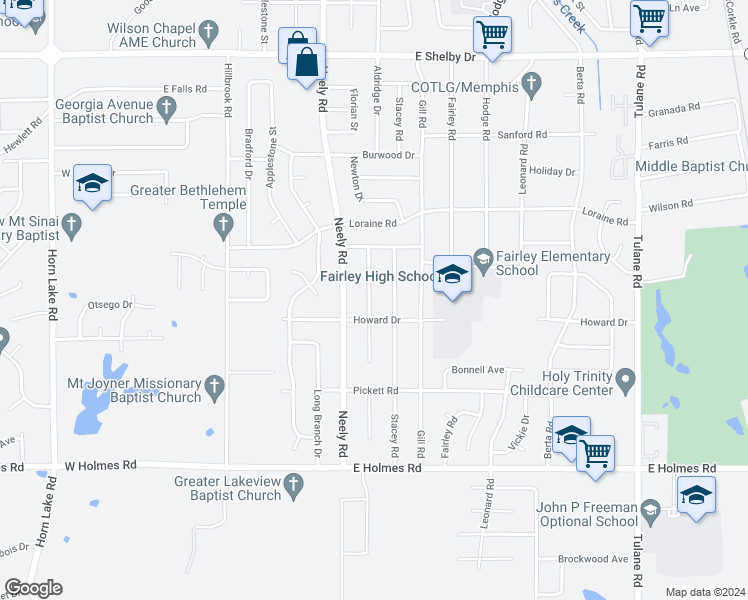 map of restaurants, bars, coffee shops, grocery stores, and more near 4990 Newton Road in Memphis