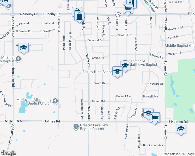 map of restaurants, bars, coffee shops, grocery stores, and more near 4963 Stacey Road in Memphis