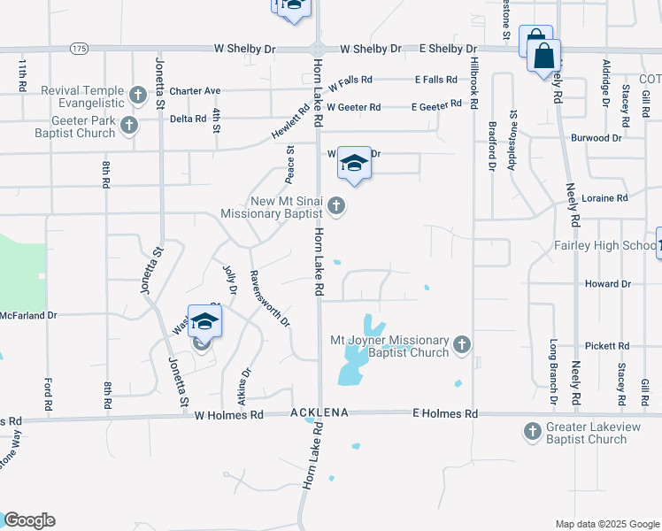 map of restaurants, bars, coffee shops, grocery stores, and more near 4996 Horn Lake Road in Memphis