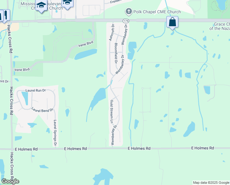 map of restaurants, bars, coffee shops, grocery stores, and more near 4984 Wemberley Drive in Memphis