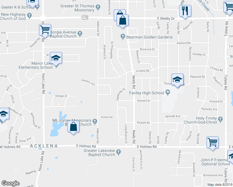 map of restaurants, bars, coffee shops, grocery stores, and more near 4962 Ridge Trail in Memphis