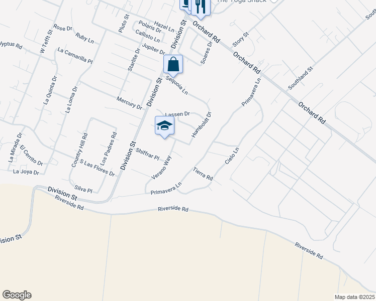 map of restaurants, bars, coffee shops, grocery stores, and more near 680 High Meadow Drive in Nipomo