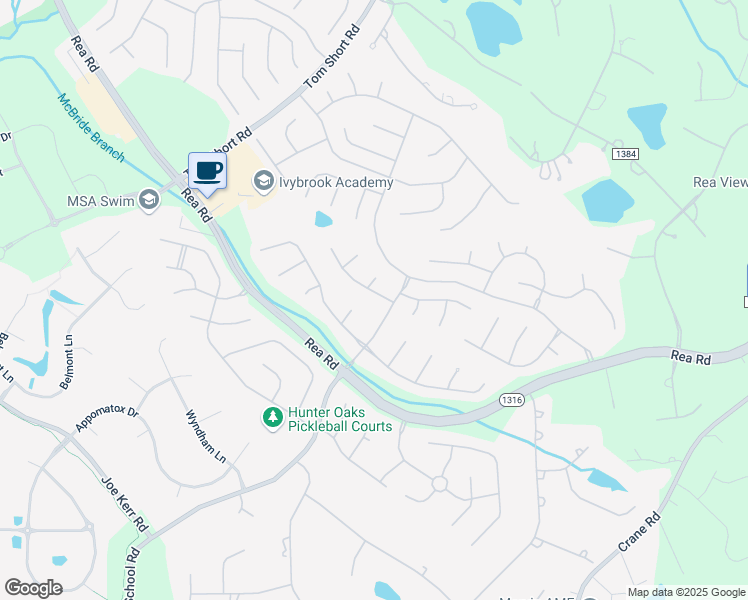 map of restaurants, bars, coffee shops, grocery stores, and more near 1003 Staghorn Lane in Waxhaw