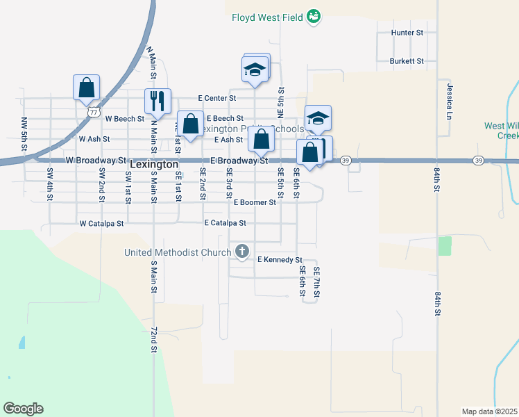 map of restaurants, bars, coffee shops, grocery stores, and more near 509 East Boomer Street in Lexington